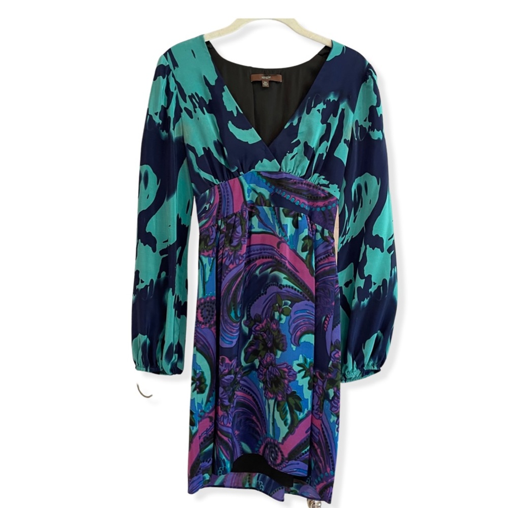 Silk Single V neck dress